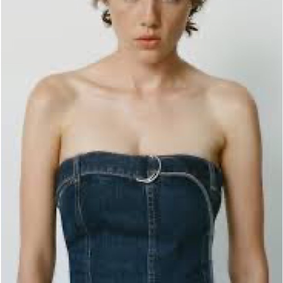 NWT ZARA TRF STRAPLESS DENIM JUMPSUIT - Picture 5 of 12
